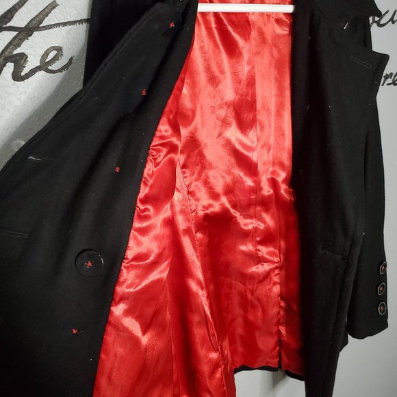 Miss Sixty Black Wool Double Breasted Pea Coat, M - Picture 7 of 9